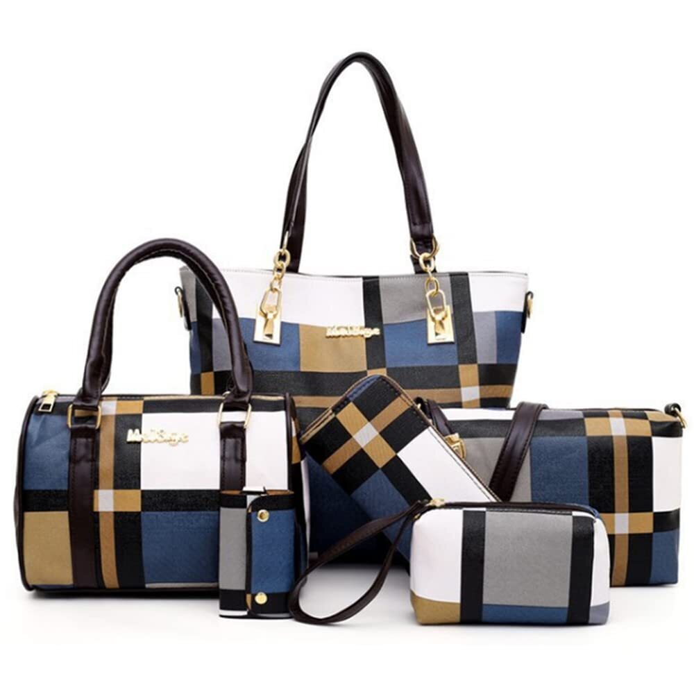 6366 6pcs Totes Purses And Handbags Set Pu Leather Shoulder Bags Satchel